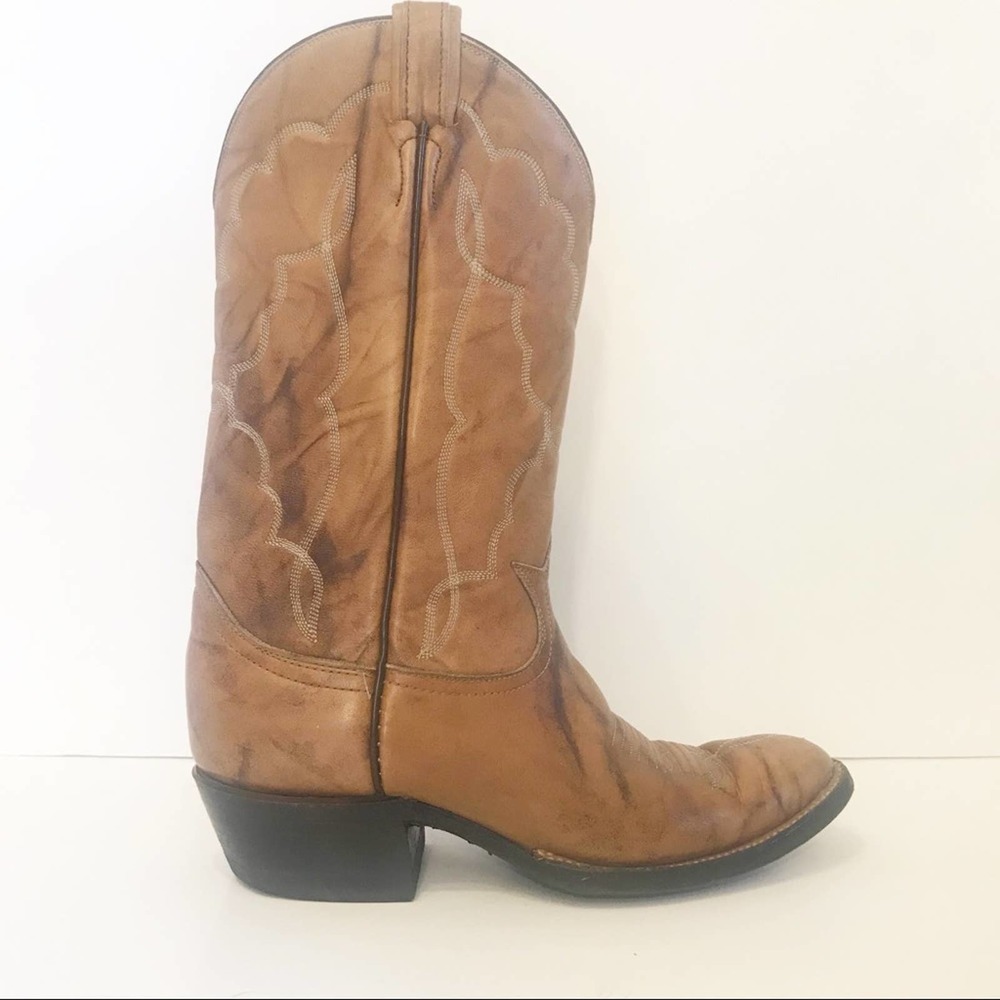 Tony Lama Marble Tan Leather Cowboy Western Boots 5.5 - Picture 11 of 12